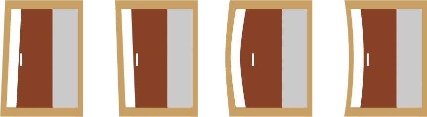 枠の曲がりに合わせた戸